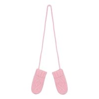 BM14-BP: Baby Pink Chain Knit Mittens w/String